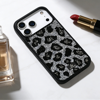 【キラキラビジューシリーズ】フルラインストーン ヒョウ柄 レオパード グリッター デコ スマホケース｜iPhone対応 #260113