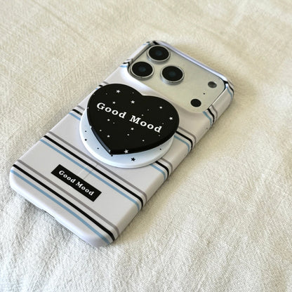 ハートグリップ Magnet内蔵 ボーダー iPhoneケース #240504