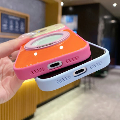 バイカラー リングスタンド付き Magnet内蔵 iPhoneケース｜韓国っぽ・ビビッドカラー #261248
