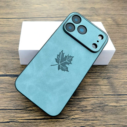 【マットシリーズ】リーフ 葉っぱデザイン 高級感 レザー調 シンプルスマホケース｜iPhone対応 #251111