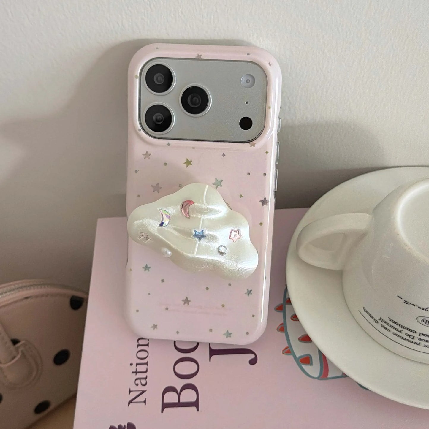 ぷっくり立体くも グリップ付き カラフルスター 星柄 iPhoneケース｜フェアリー #261018
