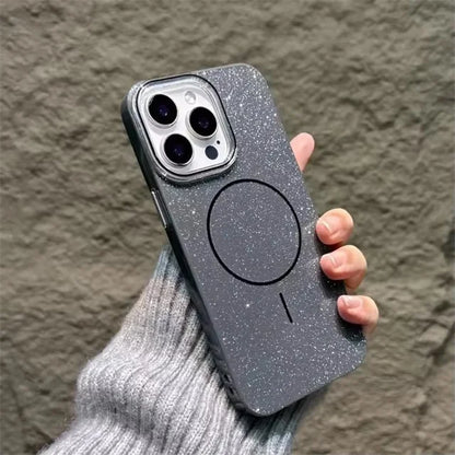 【Magnet内蔵】キラキラ ラメ入り グリッター 光沢 シンプル 高級感 スリム 耐衝撃 スマホケース カバー｜iPhone対応 #250409