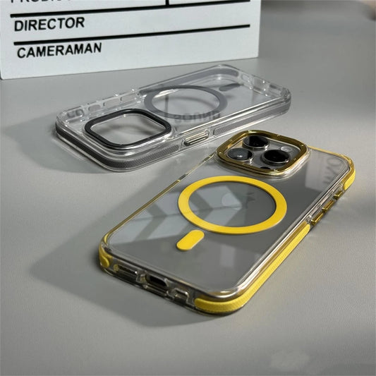 【クリアケース】透明 クリアバンパー iPhoneケース MagSafe対応 カラー縁取り 耐衝撃 スマホケース｜iPhone対応 #250406