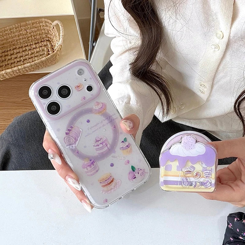 Magnet内蔵 スイーツ ケーキデザイン グリップ付き 韓国 かわいい｜iPhoneケース #260512