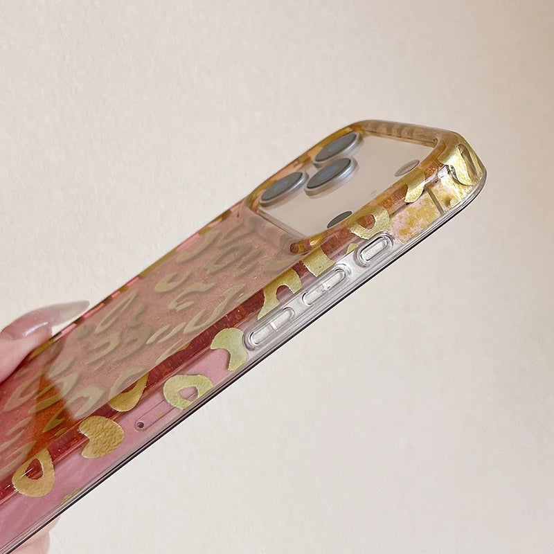 ゴールドレオパード ヒョウ柄 クリア iPhoneケース｜高級感デザイン #240303