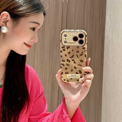 【グリッターレオパード】キラキラ ラメ ヒョウ柄 スマホケース｜iPhone対応 #250430