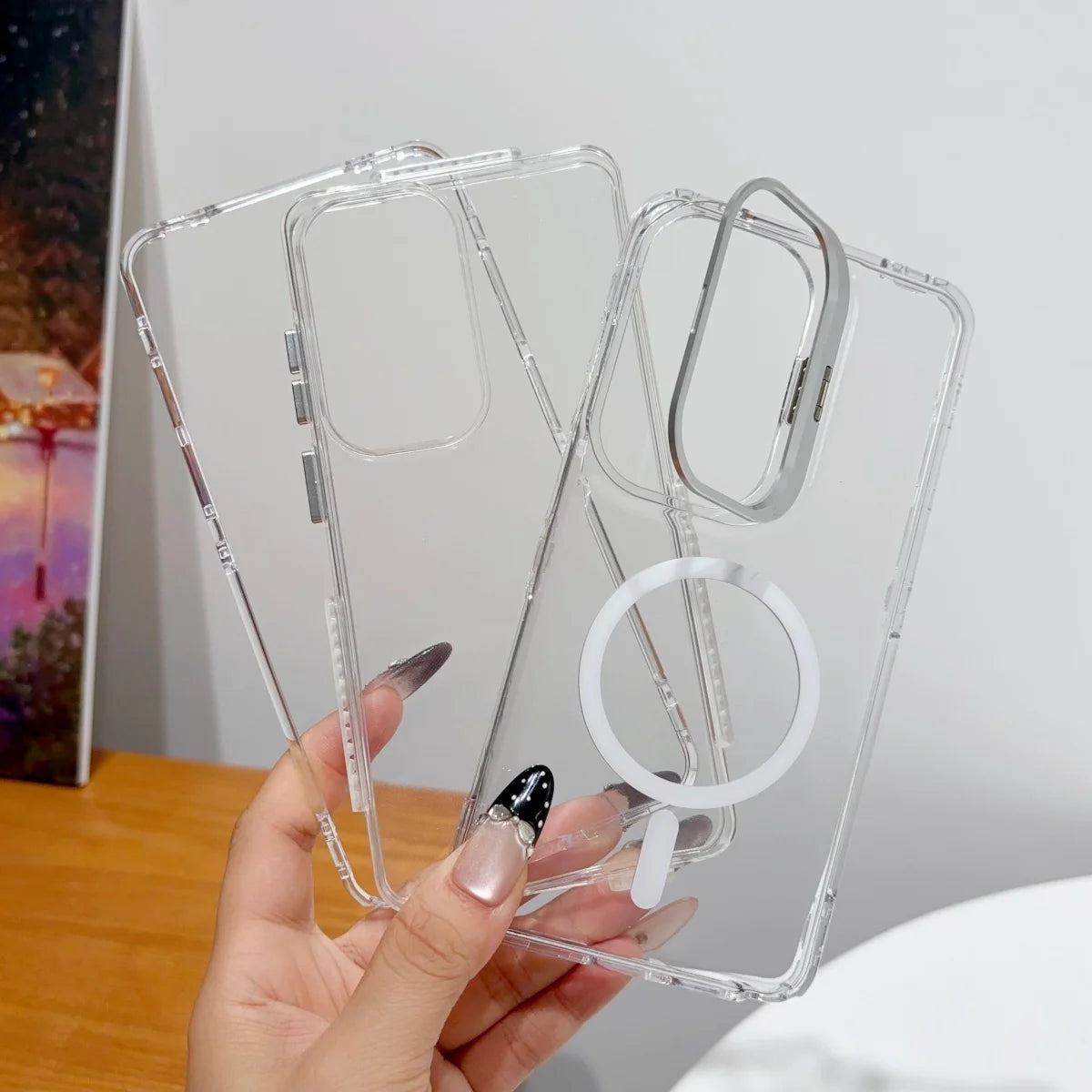 【Galaxy対応】マグネット内蔵クリアケース パステルカラー・大人かわいい・シンプル スマホケース #261092