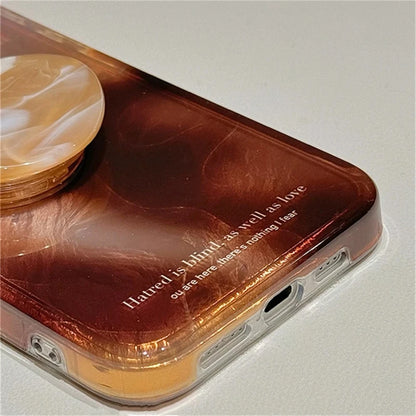 【シェルマーブル】艶めく天然風グリップ付きスマホケース｜iPhone対応 #250627