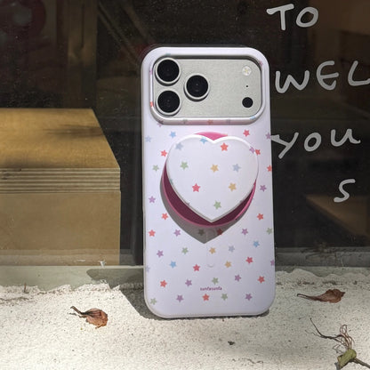 カラフルスター ハートグリップ付き Magnet内蔵 iPhoneケース #260614