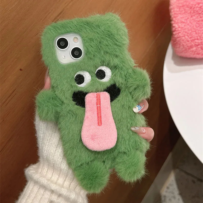 【ふわもこモンスター】マグネット付き ペアにおすすめ 立体ぬいぐるみ スマホケース｜iPhone対応 #241120
