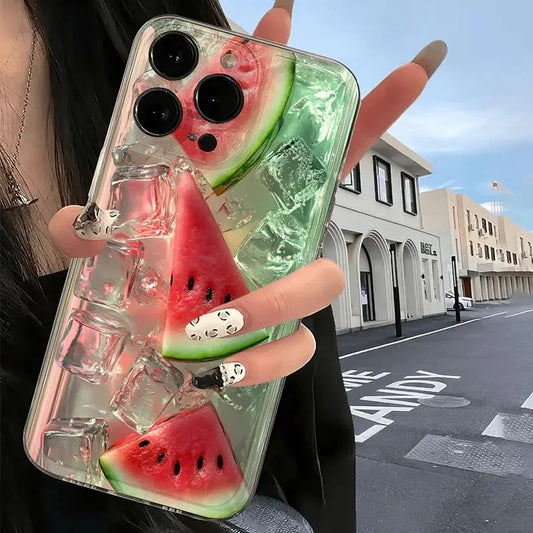 【すいかソーダジェリー】クリア3Dシリコンケース｜iPhone対応 #250719