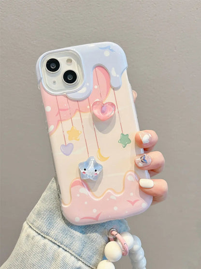 【パステルカラー】とろけるミルキーデザイン ボールストラップ付き スマホケース｜iPhone対応 #251004