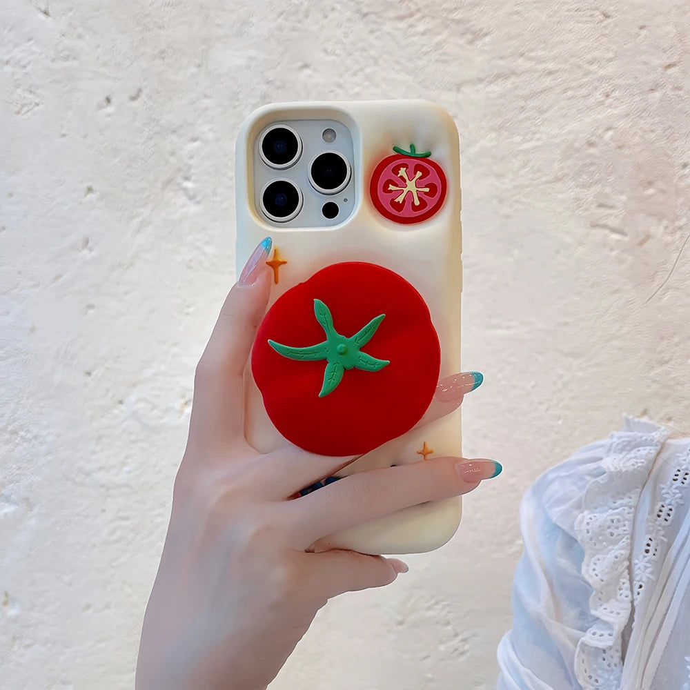 【フルーツシリーズ】立体トマトデザイン ポップ3D スマホケース｜iPhone対応 #250830