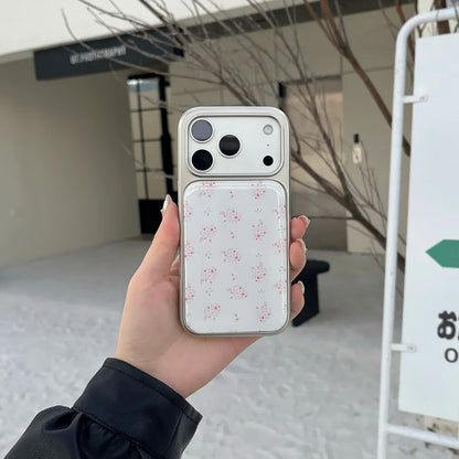 【フラワーリボンシャイン】メタリックフレーム × 小花リボン スマホケース｜iPhone対応 #240814