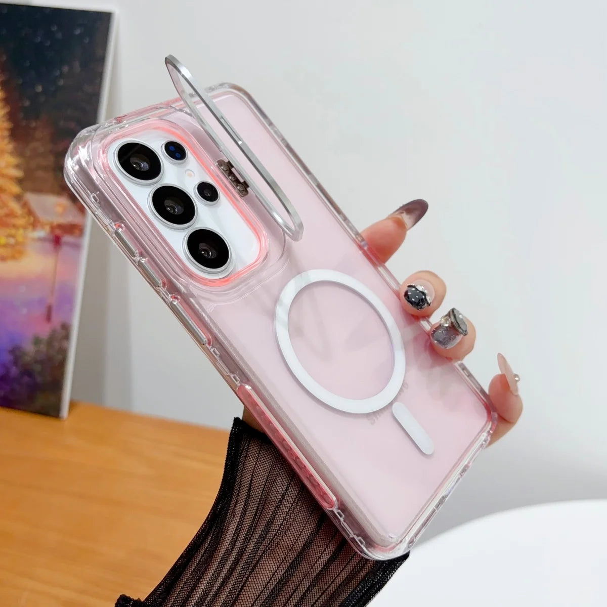 【Galaxy対応】マグネット内蔵クリアケース パステルカラー・大人かわいい・シンプル スマホケース #261092