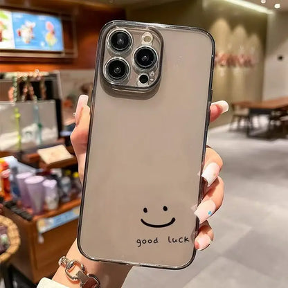 【ニコちゃんシリーズ】goodluck シンプルメッセージ ニコちゃん クリア iPhoneケース #260303