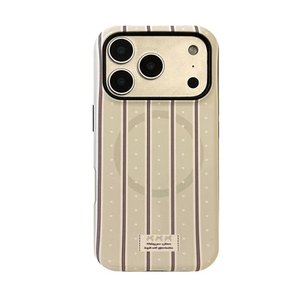 リボンストライプ グリップ付き ガーリー Magnet内蔵 iPhoneケース #260610