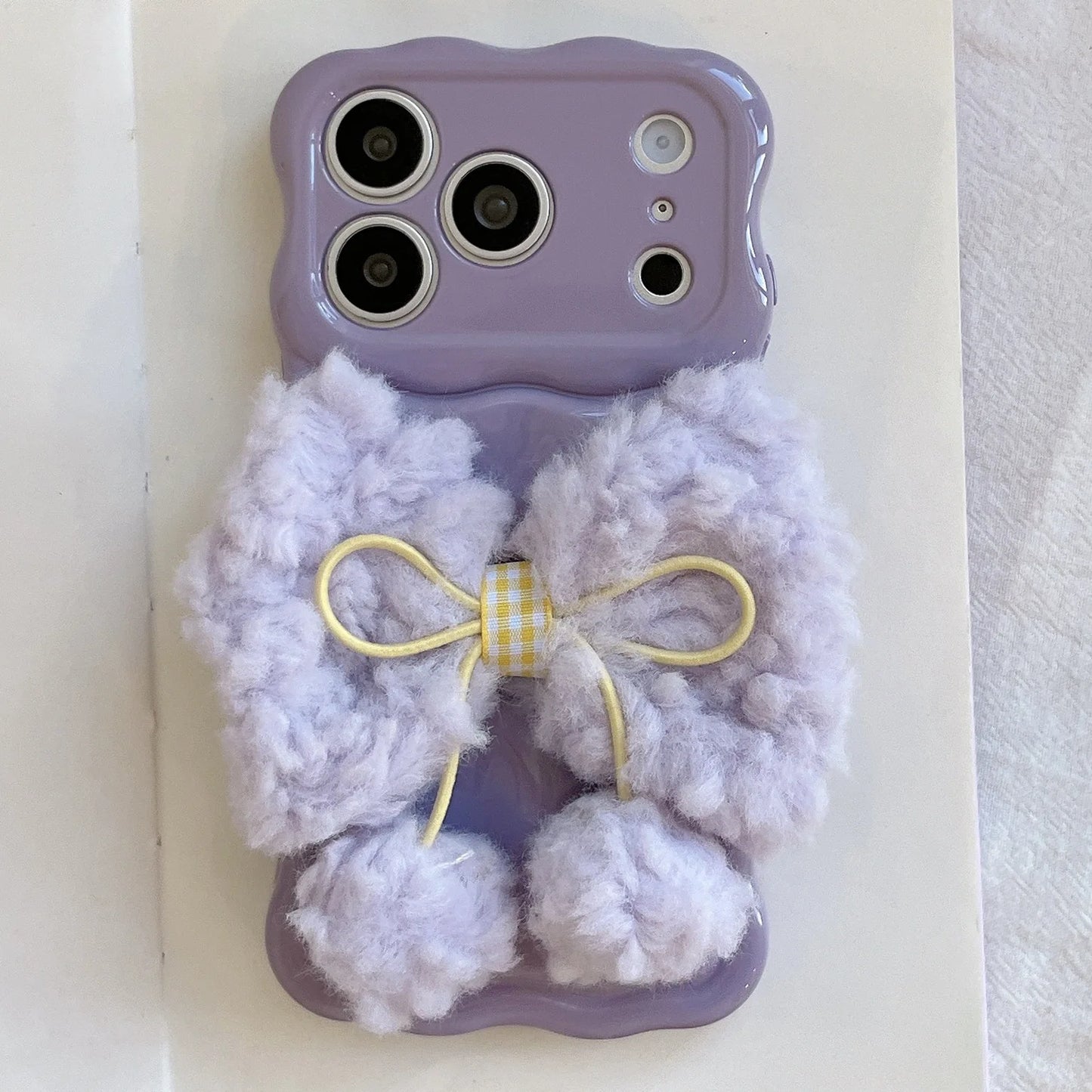 もこもこリボン パステルカラー iPhoneケース #240505