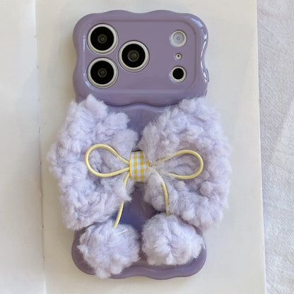 もこもこリボン パステルカラー iPhoneケース #240505