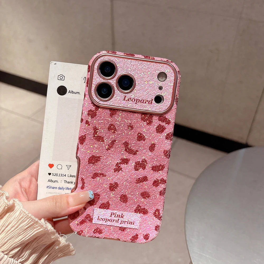 【グリッターレオパード】キラキラ ラメ ヒョウ柄 スマホケース｜iPhone対応 #250430