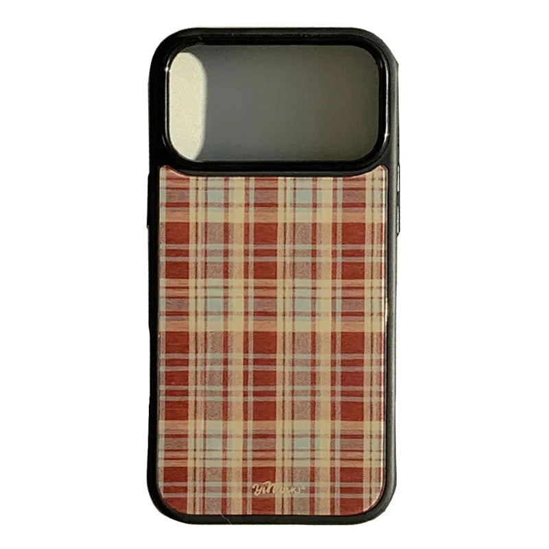 チェック柄 スタンドグリップ付き Magnet内蔵 iPhoneケース｜レトロデザイン #260003