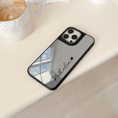 【カスタムシリーズ】名入れOK シルバー ミラー調 スマホケース｜iPhone対応 #250324