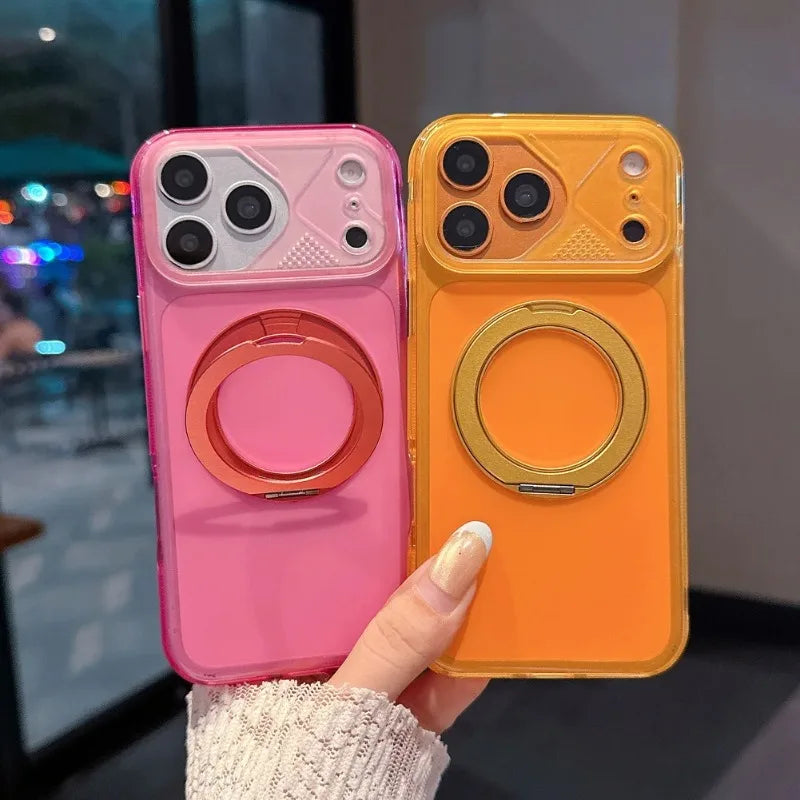 【ビビッドカラー】半透明 リングスタンド Magnet内蔵 iPhoneケース｜マット・ネオンカラー PCA #261282　