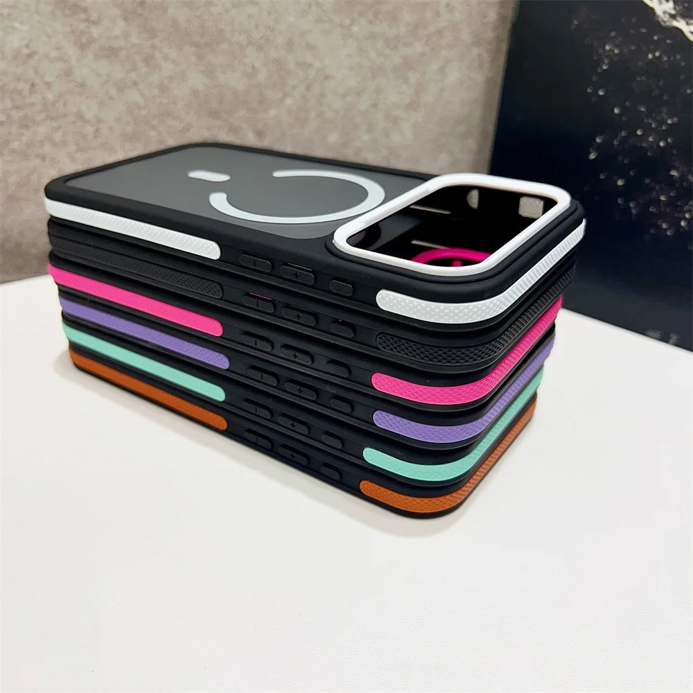 マットクリア Magnet内蔵 iPhoneケース｜バイカラー ネオンフレーム #240115