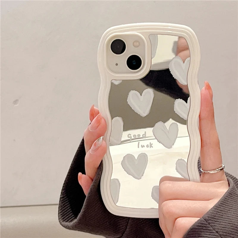 ウェーブフレーム ハートミラー iPhoneケース #260625