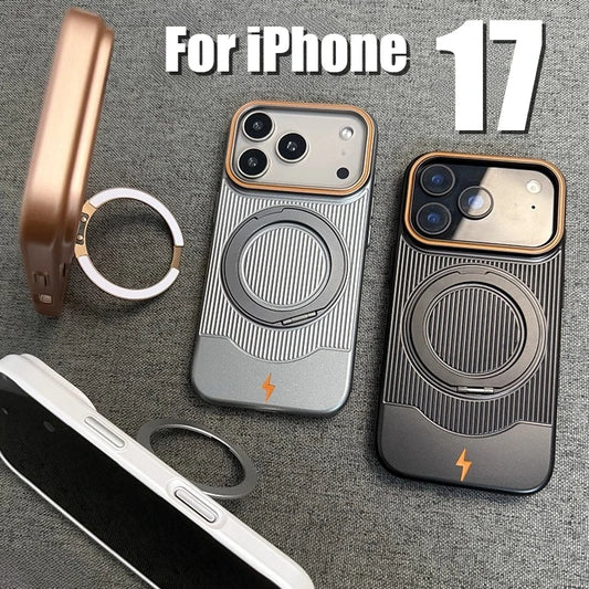 【Magsafe対応】耐衝撃 マット 超薄型 回転式メタルリングスタンド スマホケース｜iPhone対応 #250306