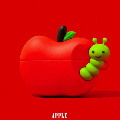 【Air Podsケース】りんごとあおむし 立体 Apple イヤホンケース #261074