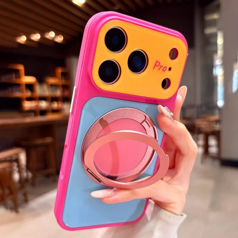 【バイカラー】リングスタンド Magnet内蔵 iPhoneケース｜ドーパミンカラー・韓国っぽ PCA #261281
