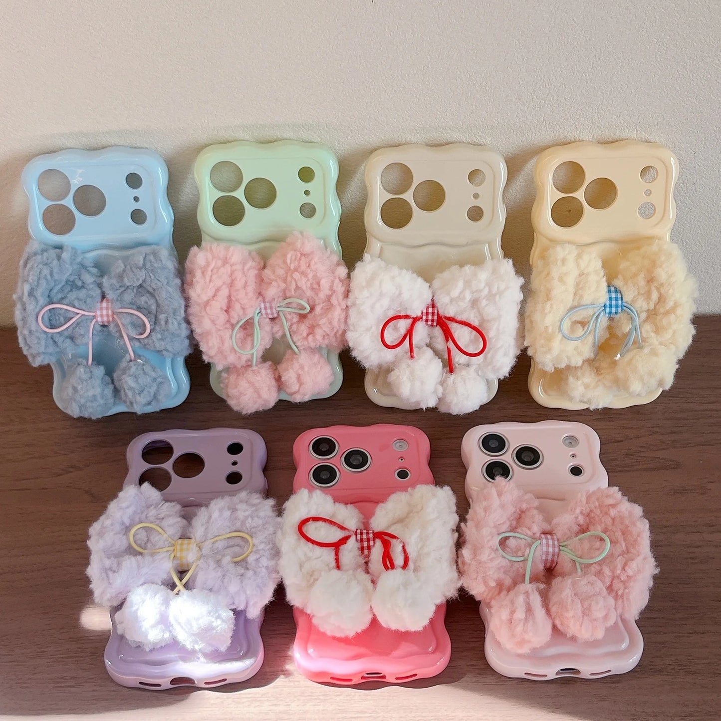 もこもこリボン パステルカラー iPhoneケース #240505