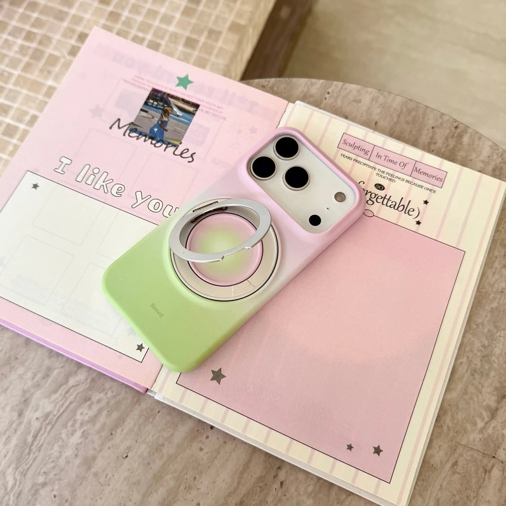 淡色グラデーション リング付き iPhoneケース｜大人かわいい・シンプル #2601001
