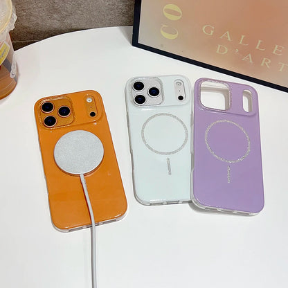 【Magnet内蔵】パステルグリッターサークル ツヤかわスマホケース｜iPhone対応 #241021