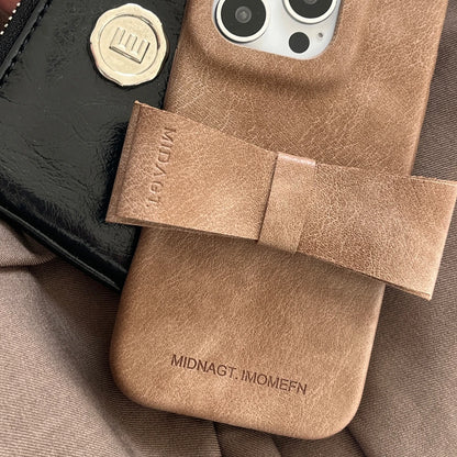 【ヴィンテージクラシカルリボン】レザーリボン×クラシックカラー スマホケース｜iPhone対応 #241222