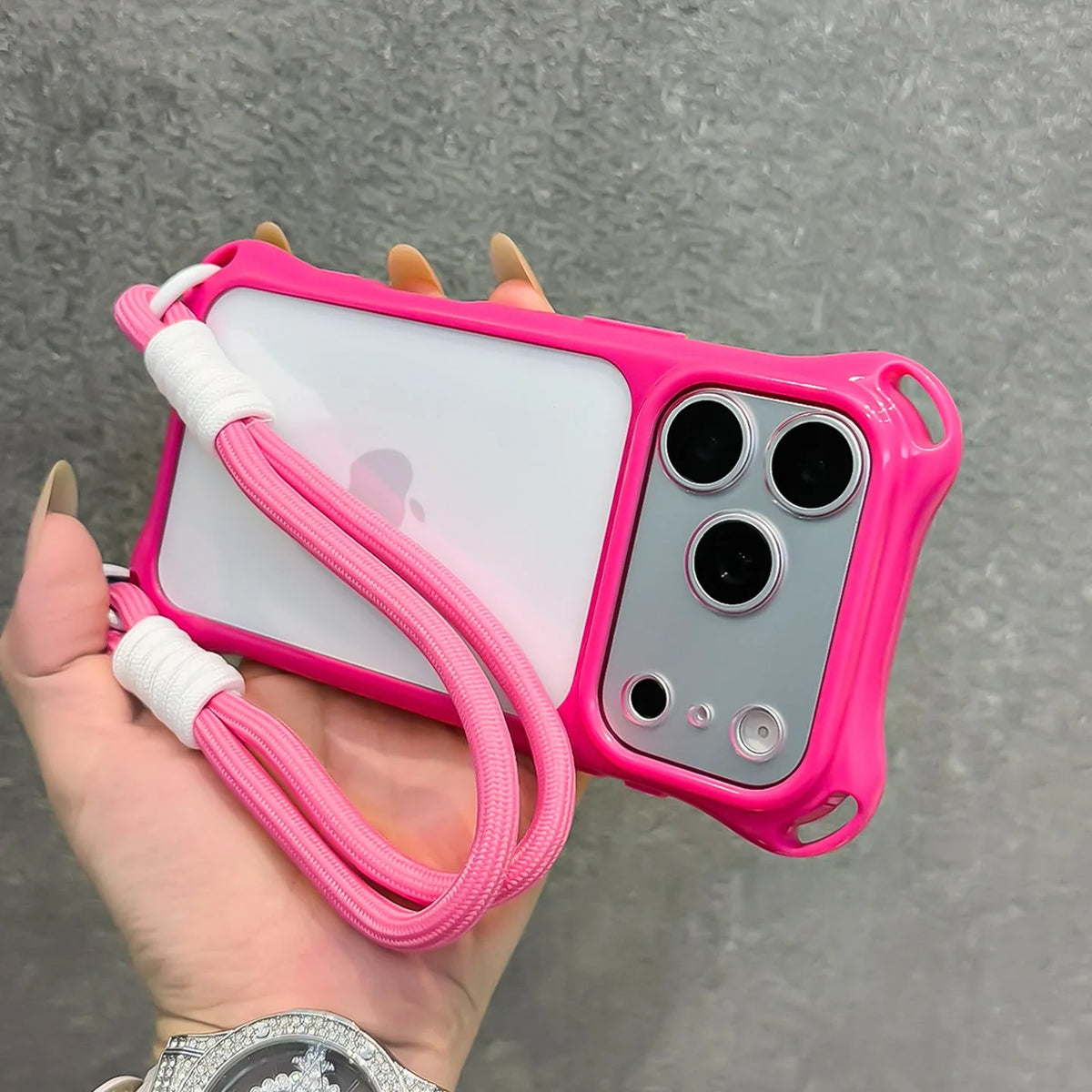 【ウェーブフレーム】クリアストラップ付き iPhoneケース (全8色) トレンド・ビビッド PCA #261211