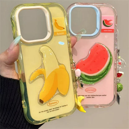 【フルーツシリーズ】バナナ＆スイカ ポップデザイン スマホケース｜iPhone対応 #251003