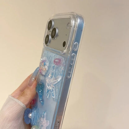 3D 立体クリア貝殻 シェル ヒトデ イルカ デザイン 海モチーフ iPhoneケース #260087