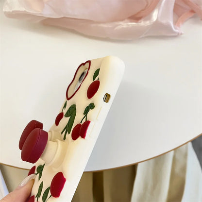 【フルーツシリーズ】立体さくらんぼデザイン Cherry かわいい3Dスマホケース｜iPhone対応 #250928