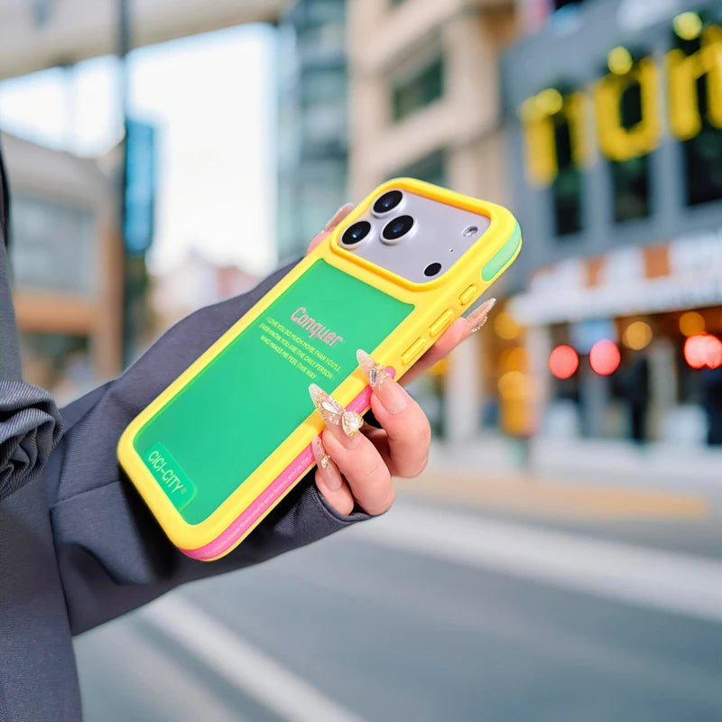 【ネオン メタリック カラー】ラバーフレーム スマホケース｜iPhone対応 #250128
