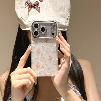 【フローラルミルキーシェル】フラワー×パール調デザイン スマホケース｜iPhone対応 #250704