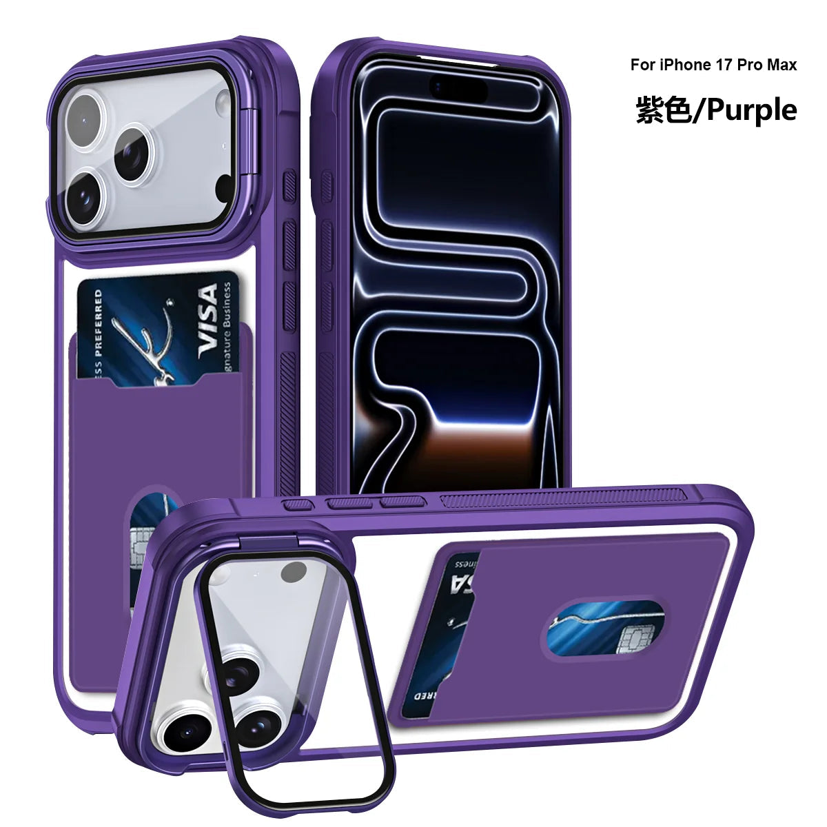 カード収納付き カメラ保護スタンド iPhoneケース｜耐衝撃フレーム #240328