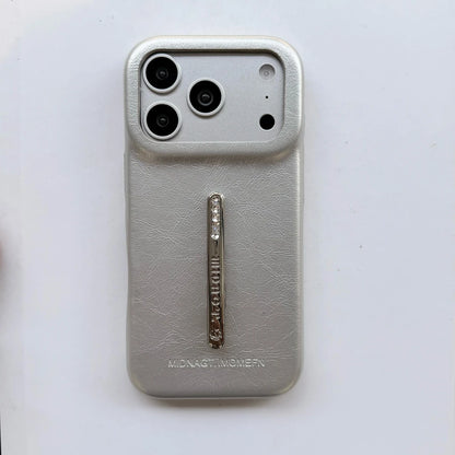 ビジューライン スリムグリップ iPhoneケース｜レザー調・高級感デザイン #231225