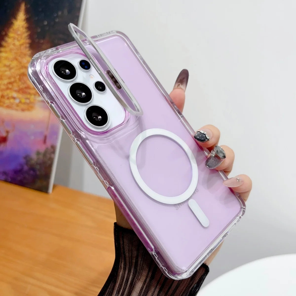 【Galaxy対応】マグネット内蔵クリアケース パステルカラー・大人かわいい・シンプル スマホケース #261092