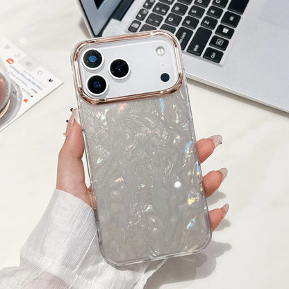 【マーブルシリーズ】大理石風 光沢パール調 クリアフレーム スマホケース｜iPhone対応 #251201