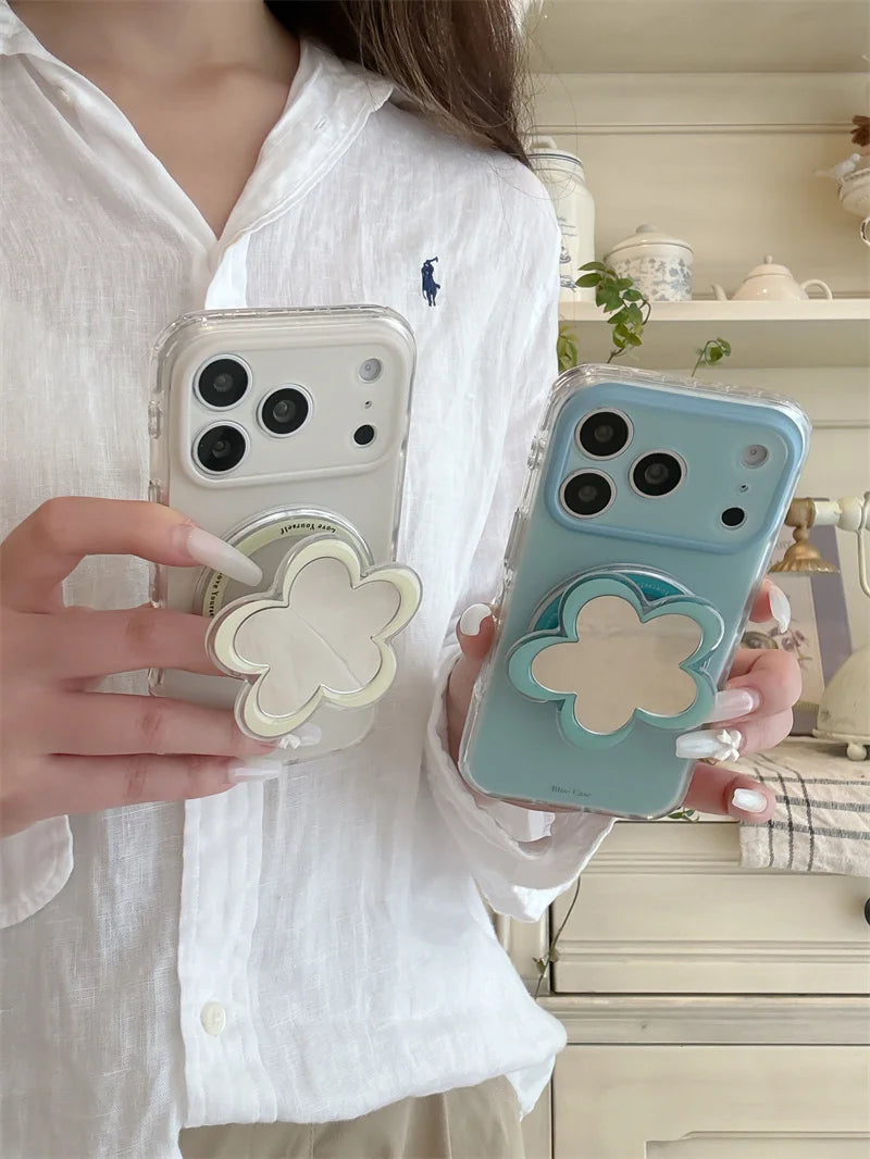 フラワーミラー グリップ付き Magnet内蔵 iPhoneケース #260620