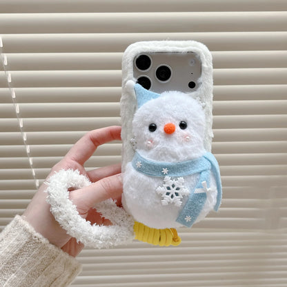 スノーマン 雪だるま iPhoneケース｜立体ぬいぐるみ・ストラップ付き #240307