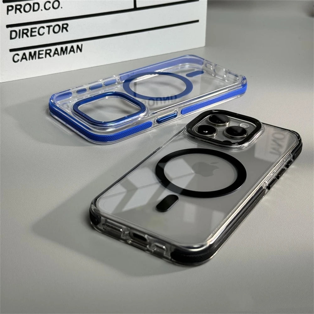 【クリアケース】透明 クリアバンパー iPhoneケース MagSafe対応 カラー縁取り 耐衝撃 スマホケース｜iPhone対応 #250406