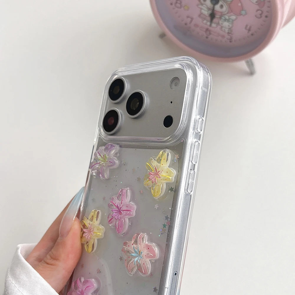 カラフル ハイビスカス フラワー クリア iPhoneケース｜ガーリー・花柄・レトロ #261050